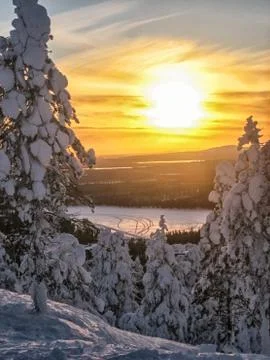 Sunset in Lapland Stock Photos