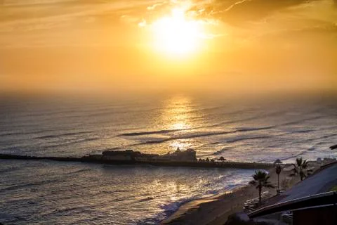 Sunset at Larcomar in Lima Peru Stock Photos