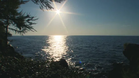 Sunset on a large Lake Stock Footage 33869181