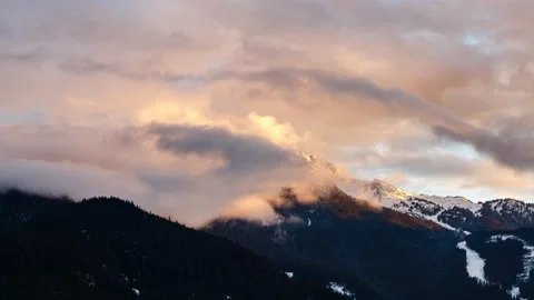 Sunset last light catching Whistler Mountain Timelapse Stock Footage 140244841