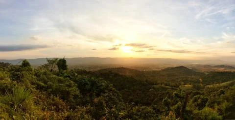 Sunset last light of view landscape nature at the mountain Stock Photos