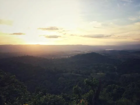 Sunset last light of view landscape nature at the mountain Stock Photos