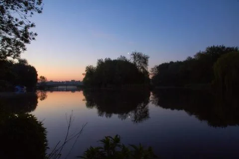 Sunset Leeghwaterplas 스톡 사진
