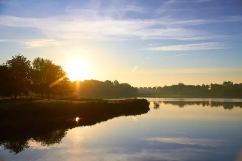 Sunset Leeghwaterplas 스톡 사진