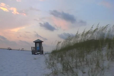 Sunset lifeguard hand pan Stock Footage 912083