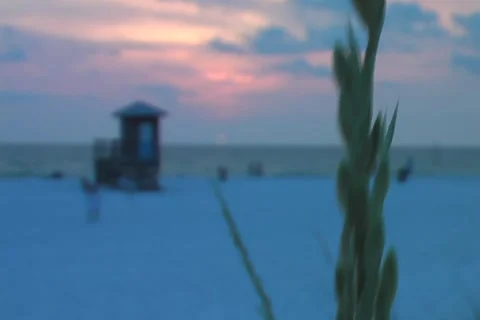 Sunset lifeguard rack Stock Footage 912052