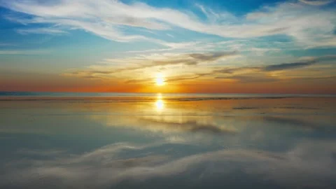 Sunset Light and Gentle Ripples on Still Water View of Coastal Serenity Stock Footage 312920005