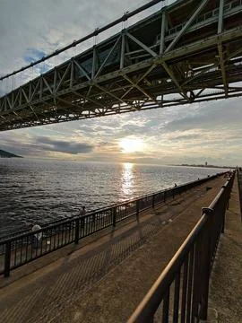 Sunset Light Beneath a Large Bridge in Kobe Stock Photos