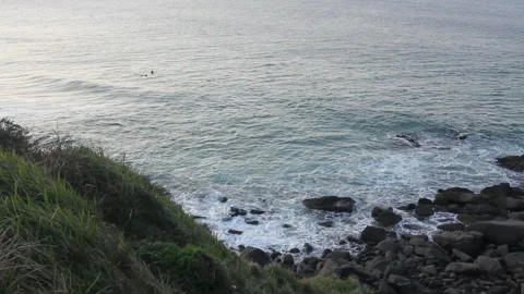 Sunset light in the Cantabrian sea in a winter day Stock Footage 266840540