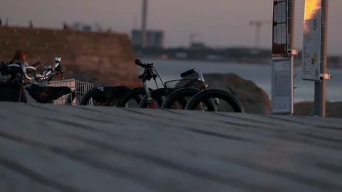 Sunset light by the coast in Malmö. Stock Footage 103485922