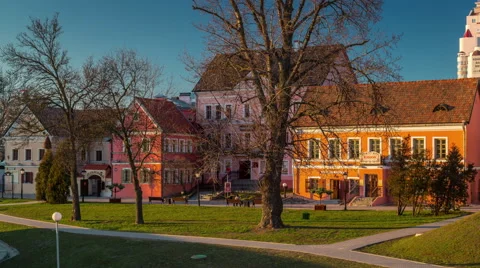 Sunset light minsk famous old town panorama 4k time lapse belarus Stock Footage 64566650
