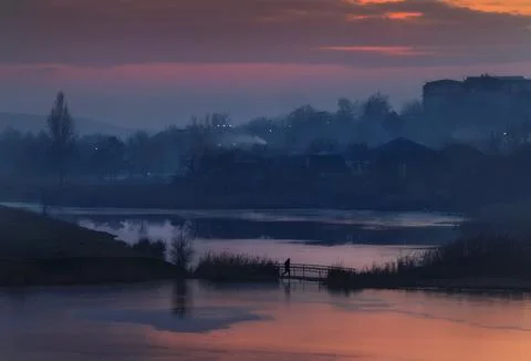 Sunset light mood in Moldova Stockfoto's