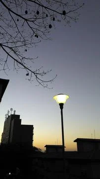 Sunset light post Stock Photos