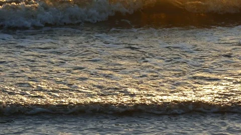 Sunset Light On Rolling Waves Stock Footage 76349263