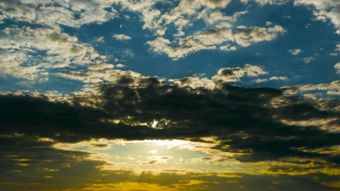 Sunset Light Through Colorful Clouds In Slow Motion Time Lapse Pass The Sun Ray Stock Footage 200684970