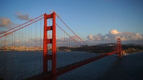 Sunset Light Time Lapse Aerial of San Francisco Cars Drive on Golden Gate Bridge Stock Footage 109272844