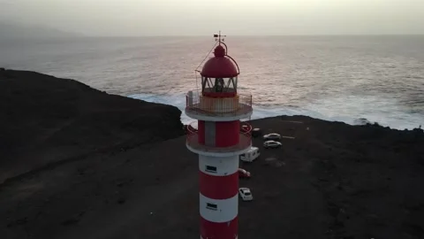 Sunset from the lighthouse from a bird's eye view Stock Footage 145899215