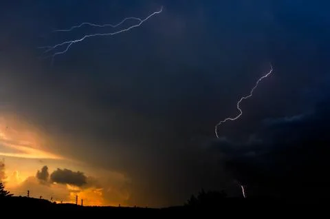 Sunset Lightning Stock Photos