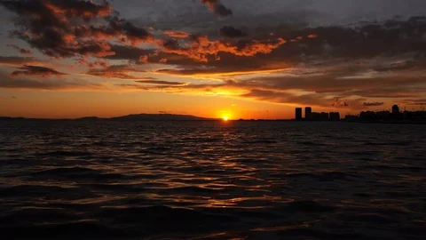 Sunset Lights and the Sea Stock Footage 108012214