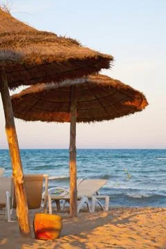 Sunset ligth on the beach Stock Photos