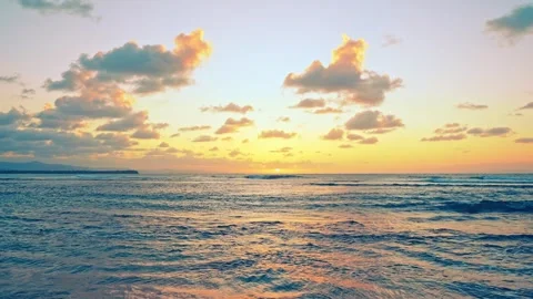 Sunset lilac sky with clouds on the evening sandy beach. Stock Footage 278273537