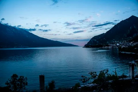 Sunset in Limone del Garda Stock Photos