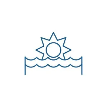 Sunset line icon concept. Sunset flat vector symbol, sign, outline illustration Stock Illustration