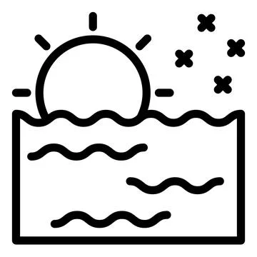 Sunset line icon vector illustration isolated on white background Stock Illustration