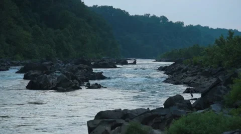 Sunset at Little Falls on the Potomac River (Close Up) 200mm Stock Footage 65295262