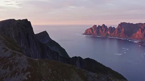 Sunset in Lofoten islands in Senja Stock Footage