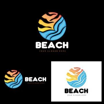 Sunset Logo, Beach Design, River And Sun Illustration, Vector Enjoying The .. Stock Illustration