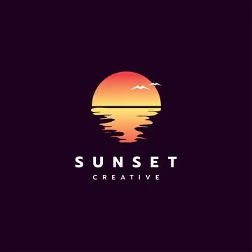 Sunset logo design illustration vector template	 Stock Illustration
