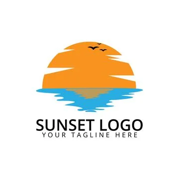 Sunset logo template design vector Stock Illustration