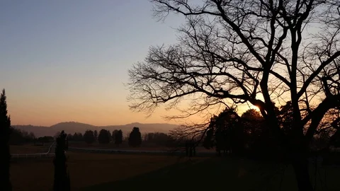 Sunset in Lombardy, Italy with Cloud Movement Stock Footage 87223108