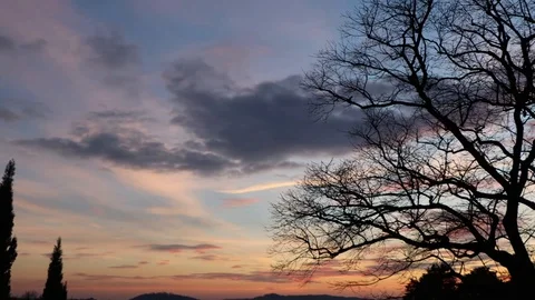 Sunset in Lombardy, Italy with Cloud Movement Stock Footage 87223230