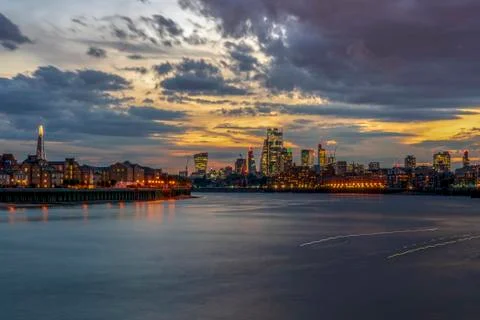Sunset in London with dramatic sky Stock Photos