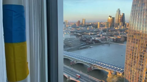 Sunset in London , support Ukraine Stock Footage 183033712