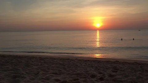 Sunset on the Long beach in Phu Quoc island, Vietnam Stock Footage 106658815