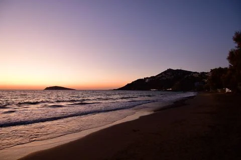 Sunset long exposure waves sand greece europe Stock Photos