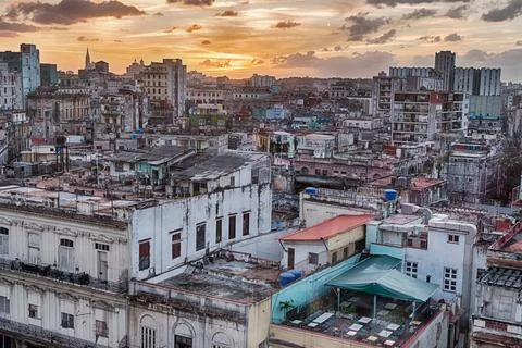 Sunset Looking Over The Vedado in Havana Stock Photos