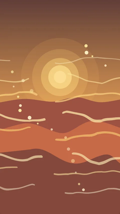 Sunset, loop, animation, pixel, art, retro, landscape, waves, sun, glow Stock Footage 347063915