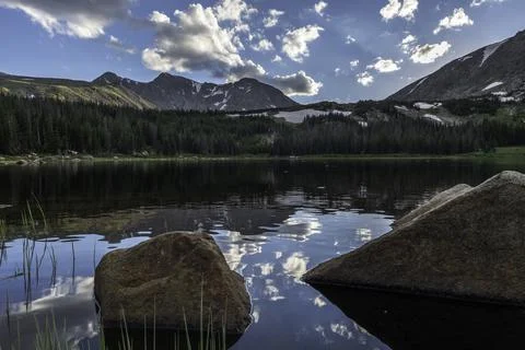 Sunset at Lost Lake looking west Stock Photos