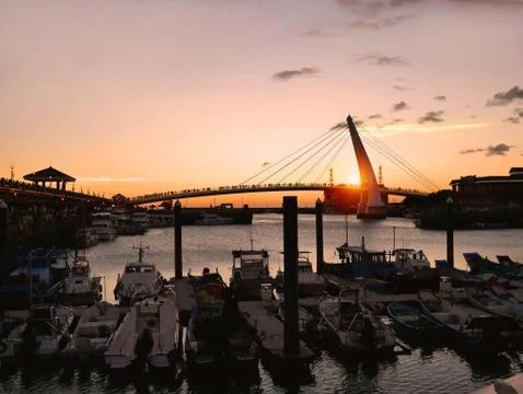 Sunset at lover's bridge ,Taiwan. Stock Photos