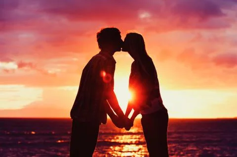 Sunset lovers Stock Photos