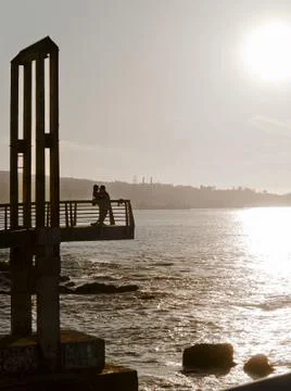 Sunset with lovers Stock Photos