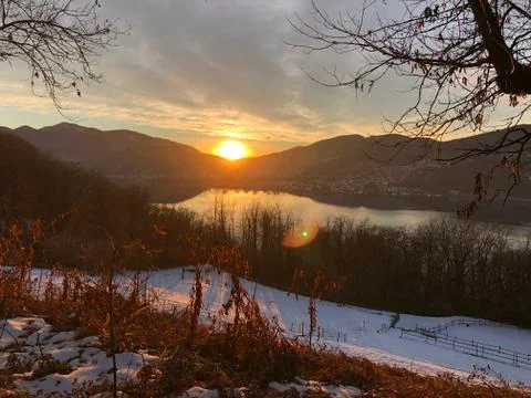 Sunset in Lugano Stock Photos