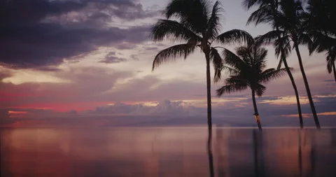 Sunset at Luxury Resort Pool Stock Footage 225863465