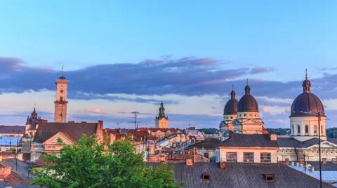 Sunset in Lviv city Stock Footage 50889218