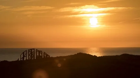Sunset Maasvlakte beach Timelapse Stock Footage 97138116
