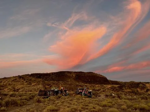 Sunset with Machinery Foto stock